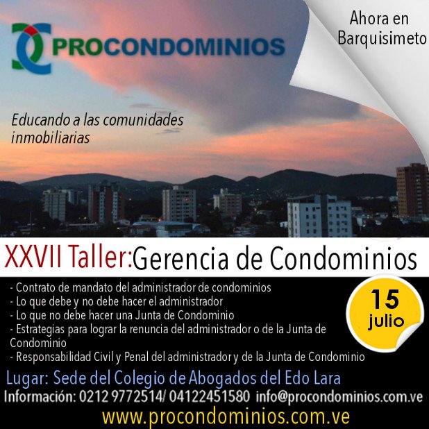 XXVII Taller Gerencia de Condominios en Barquisimeto